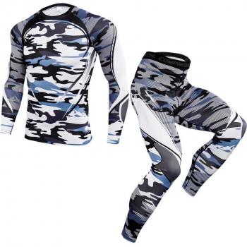 Men's Cycling Baselayer Long Sleeve Compression Shirt with Tights