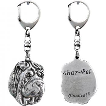Porte-clés décoratif Shar Pei en argent