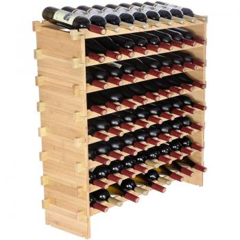 Vevor MOPHORN: Exhibidor Apilable de 72 Botellas en Bambú