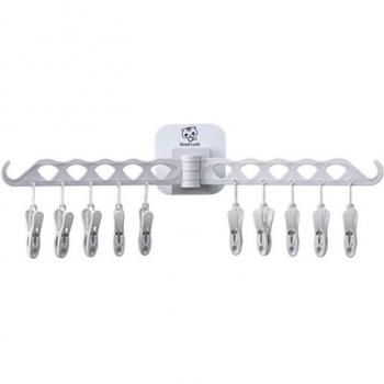 Colgador de ropa montado en la pared con clips