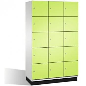 C+P 5er-Schließfachschrank Cambio, lichtgrau/viridingrün, 15 Fächer