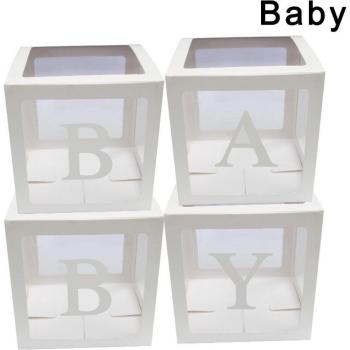 4 Teile Baby Dusche Party Dekorationsset Ballon Kasten transparent Karton Weihnachten KSI999