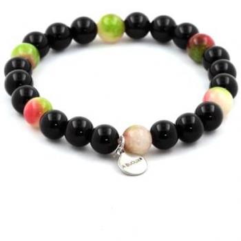 Bracciale Elegante perle Tourmalina Melone d'Acqua e Agata Nera 8 mm – Made in France