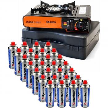 Réchaud cuisine extérieure 2200 W + 28 cartouches butane 250 g Brixo
