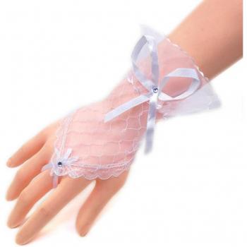 Shimmering Bride’s Sheer Lace Fingerless Gloves
