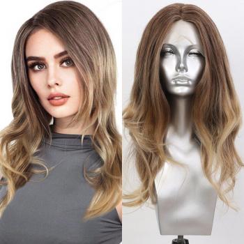 Perruque synthétique Sivir, 20 pouces, partie latérale, couleur blonde ombrée, fibre résistante à la chaleur