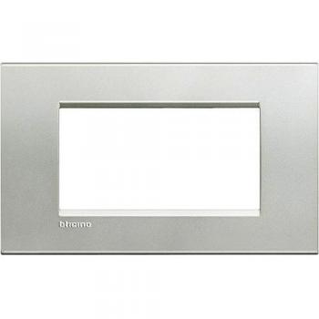 Plaque 4 modules carrée Livinglight Bticino argent