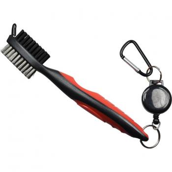 Golf Brush with Retractable Zipper and Carabiner for Club Cleaning