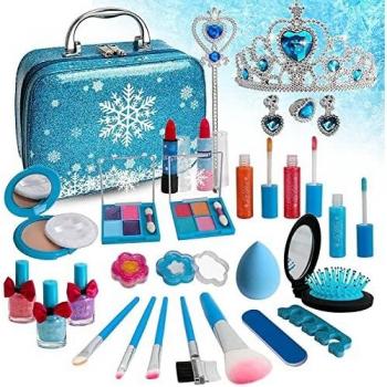 Frozen Makeup Set for Girls | Washable Cosmetic Toy Pretend Play Crown Princess