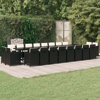 Ensemble de terrasse 21 pcs avec coussins noir