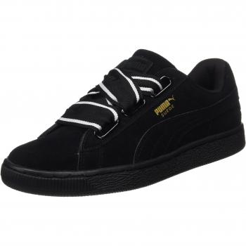 PUMA Women's Suede Heart Satin II Low-Top Sneakers, Black