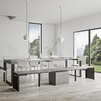Itamoby Banc Extensible 55x47x40 cm Effet Bois Gris Béton Rallonges Internes Gris