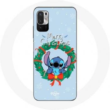 Merry Christmas Blue Stitch Snow Case for Xiaomi Redmi Note 10T 5G