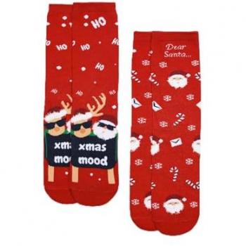 Pack 2 pares de calcetines de mujer Ysabel Mora con estampado navideño rojo