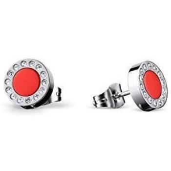 BERING Ohrstecker Edelstahl silber rot Zirkonia | 707-149-05