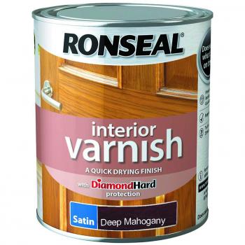 Ronseal Interior Satin Quick Dry Varnish Deep Mahogany 750ml