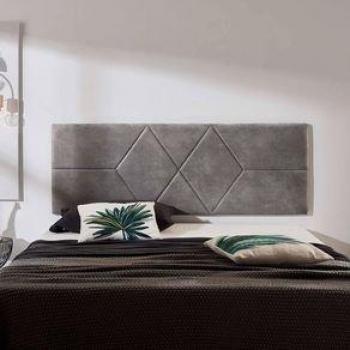 Support de tête de lit 80cm, design double diamant, gris, tissu anti-taches ECCOX