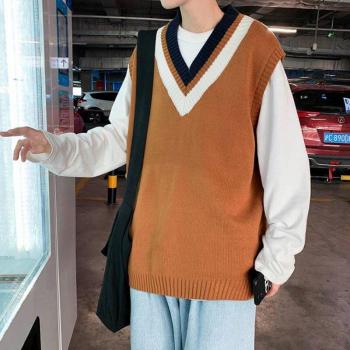 Koreanische Herren V-Nacken Pullover Weste ärmellos Frühling Herbst