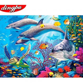 Creazione 5D Delfino Nuovo Con Strass Mosaico Animale Decorativo 20×30cm