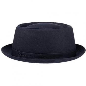 Cotton Pork Pie Hat by Athens (Navy, Size 56 cm)