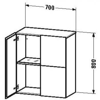 Armoire moyenne haute Duravit L-Cube, 70x36,3x80 cm, 2 portes, blanc
