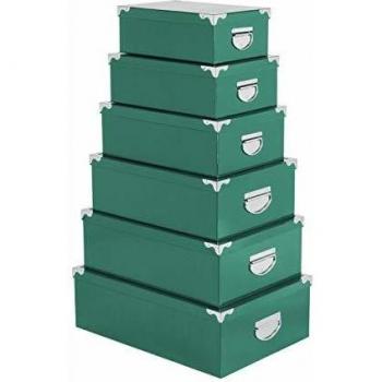 5Five SmartBox Green – Set aus 6 Boxen, schlicht, stoßfest, Metall‑Eckenschutz
