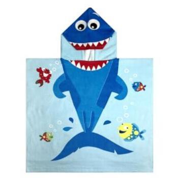 Poncho Mare per Bambini in Morbida Spugna con Disegno Squalo