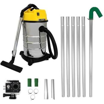 Monstershop Silver 30‑Liter Wet/Dry Vacuum with Gutter Poles & Camera