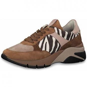 Tamaris Ladies‑Elegante Schnürhalter 23782‑33 – 38 EU – Cognac/Zebra‑Farbe