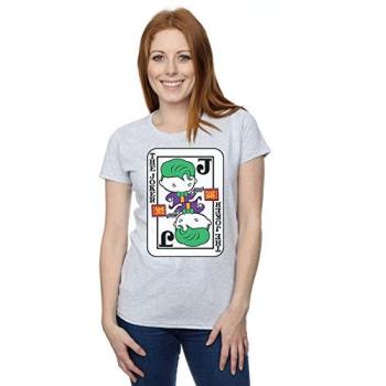 DC Chibi Joker Playing Card T-shirt (Women’s, Grey, S)