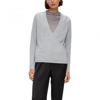 S.Oliver BLACK LABEL Glamouröser Wickelstrickpullover