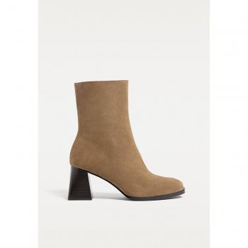 Stradivarius Stivaletti Tacco Beige Pelle Scamosciata 40