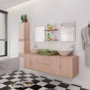 Set di Mobili da Bagno Eleganza Lavabianca – 9 pezzi beige