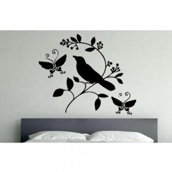 Bird and Butterfly Room Decor Vinyl Sticker 60cm x 72cm