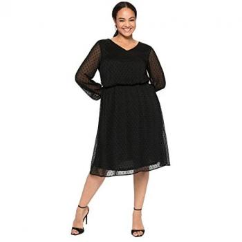 Sheego 3D-Effekt Chiffonkleid für Damen, schwarz, mit Unterkleid, Größe 46