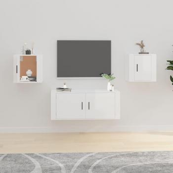 JINLEFU High Gloss White Wall Mounted TV Cabinets 2 pcs 40x34.5x40 cm