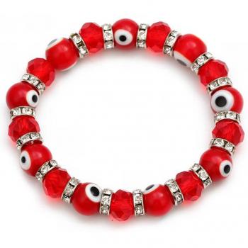 MeiBeads Damen-Mädchen-Armband: Blaues Türkisches Böse Blick, Handgefertigte Kristalle