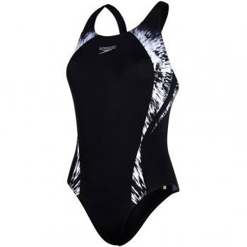 Speedo Cosmic Motion Damen Powerback Badehose Schwarz-Weiß 32