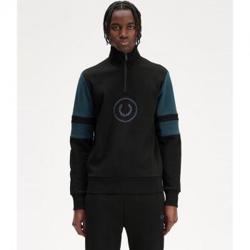 Fred Perry Sudadera Negra Half Zip Coloublock