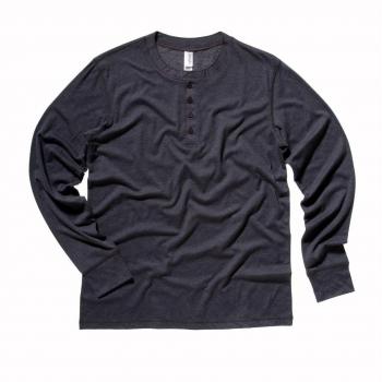 Men’s 5‑Piece Dark Grey Heather Long Sleeve Henley T‑Shirt Set