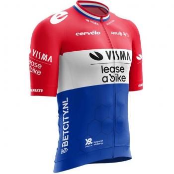 Camiseta Visma Bike Replica Campeón 2024 Manga Corto Rojo-Blanco