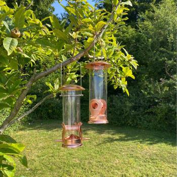 Hanging Copper Bird Seed Feeder with 2 Ports