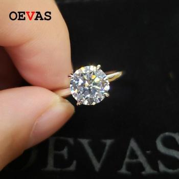 OEVAS 925 Sterling Silber Ring für Frauen mit Hochkohlenstoff-Diamanten