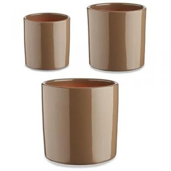 Set Vasi Cilindrici Ibergarden Argilla Taupe – 3 Pezzi – 14×22×17 cm