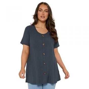Women’s Dark Blue Button‑Front Swing Top
