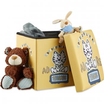 Tiger Motif Storage Ottoman for Kids