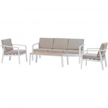 Conjunto de Muebles Jardín con 1 Sofá, 2 Sillones y Mesa