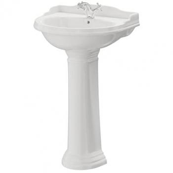 Grosvenor Basin with 1 Tap Hole and Full Pedestal | 600mm | White | Ceramic