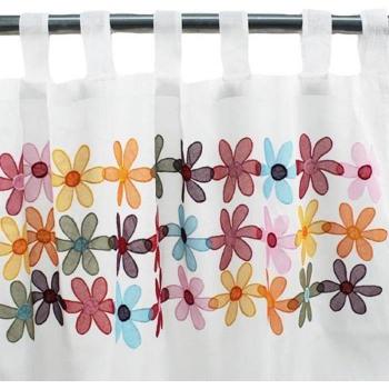 Pallottola Fiorita – Tessuto Cotonato a Paletti, Fiori Vivid, 110x250 cm, Bianco