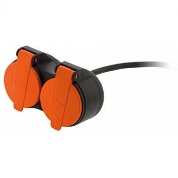 Rallonge étanche 2 prises 2P+T H07RN-F 3x 1,5mm² 10m avec clip de fixation orange